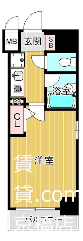 エスリード大阪城北(1K/4階)の間取り写真