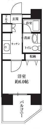 HF西新宿レジデンスイースト(1K/13階)の間取り写真