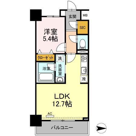 グレイスコート・アイエス(1LDK/7階)の間取り写真
