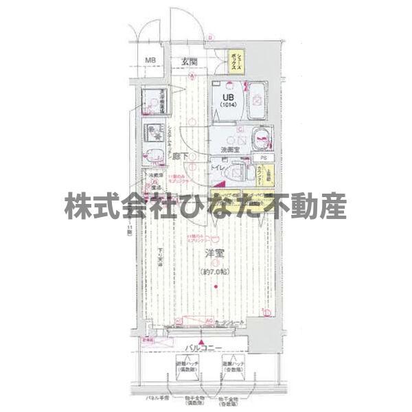 ジアコスモ江戸堀パークフロント(1K/6階)の間取り写真