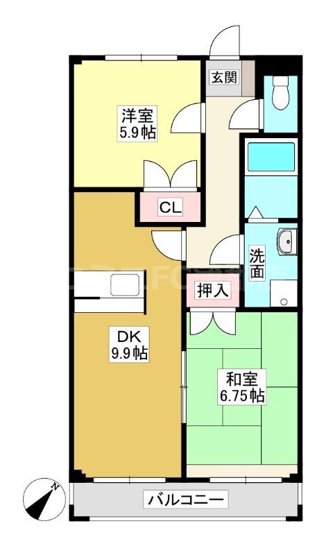エトワール20(2DK/1階)の間取り写真