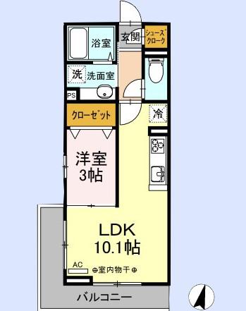 PRENDRE(1LDK/2階)の間取り写真