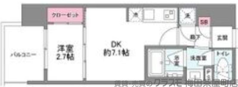 シーズンフラッツ中崎(1LDK/8階)の間取り写真