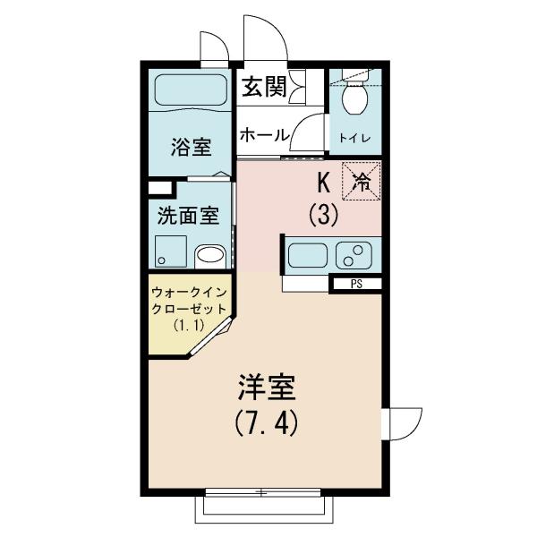 シャーメゾン下高津(1K/2階)の間取り写真