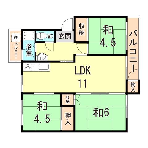 狩口台 22号棟(2LDK/3階)の間取り写真