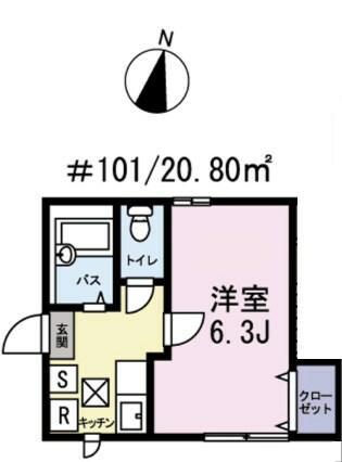 サンシャイン島(1K/1階)の間取り写真