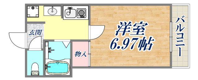 モナハイツ新浜(1K/3階)の間取り写真