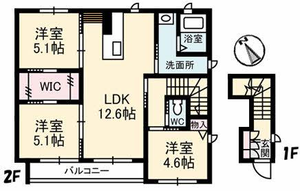 SHA MAISON水呑III(3LDK/2階)の間取り写真