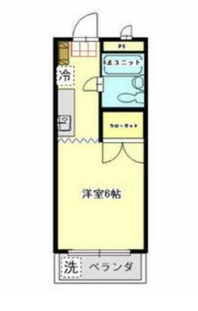ロイヤル稲城(1K/1階)の間取り写真