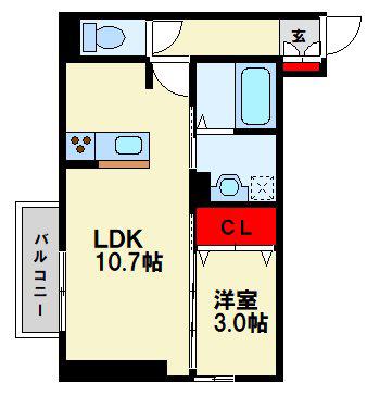 プレステージIII(1LDK/1階)の間取り写真