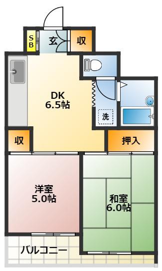 ライムマンション(2DK/3階)の間取り写真