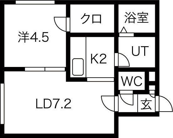ウエスト BLUE(1LDK/2階)の間取り写真