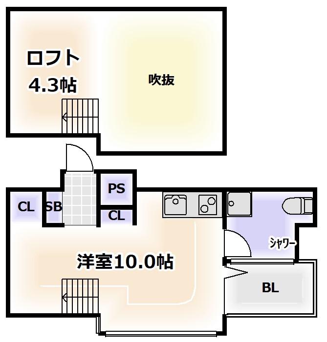 是空NAMBA NISHI(1SK/8階)の間取り写真