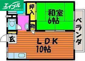 コーポサンロード(1LDK/2階)の間取り写真