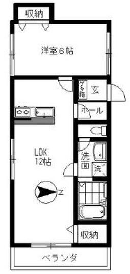 カーサII(1LDK/2階)の間取り写真