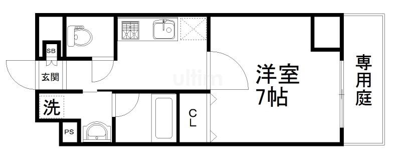 アスヴェル京都東寺前II(1K/1階)の間取り写真