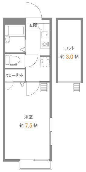 メインシティガーデン アゼリアII(1K/2階)の間取り写真