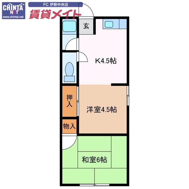 レピュート川向井(2K/1階)の間取り写真