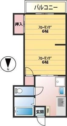 ハイツ江添(1DK/2階)の間取り写真