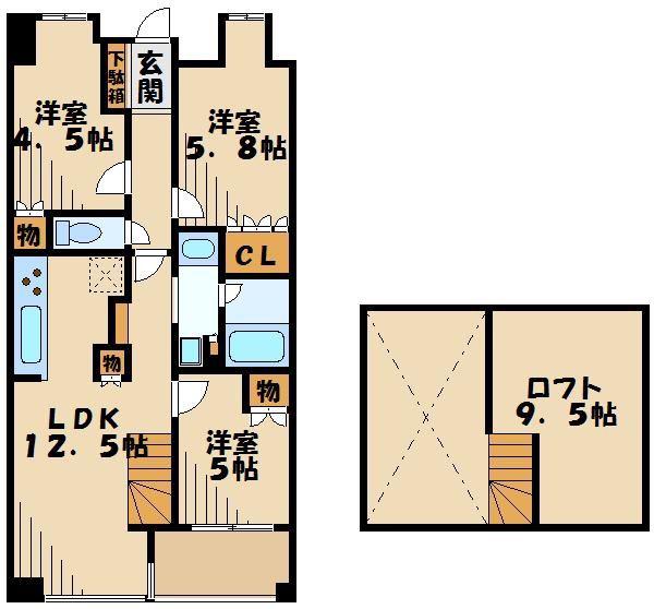 スルバリエ梶ヶ谷(3LDK/4階)の間取り写真