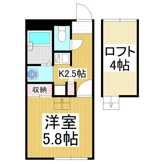 ユーハウスαメゾン(1K/2階)の間取り写真