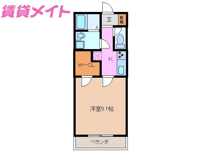 HILLS K(1K/2階)の間取り写真