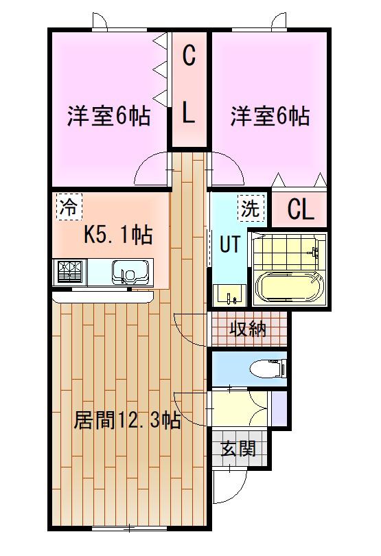 インフィニートII(2LDK/1階)の間取り写真