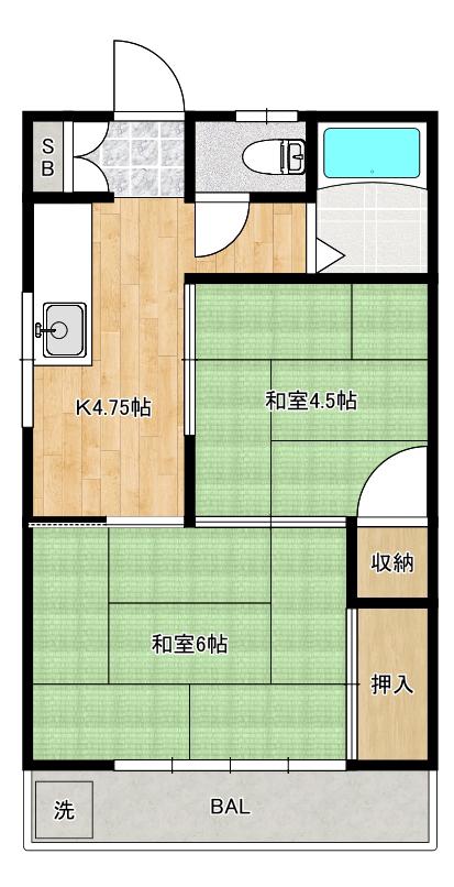 コーポ恵(2K/2階)の間取り写真