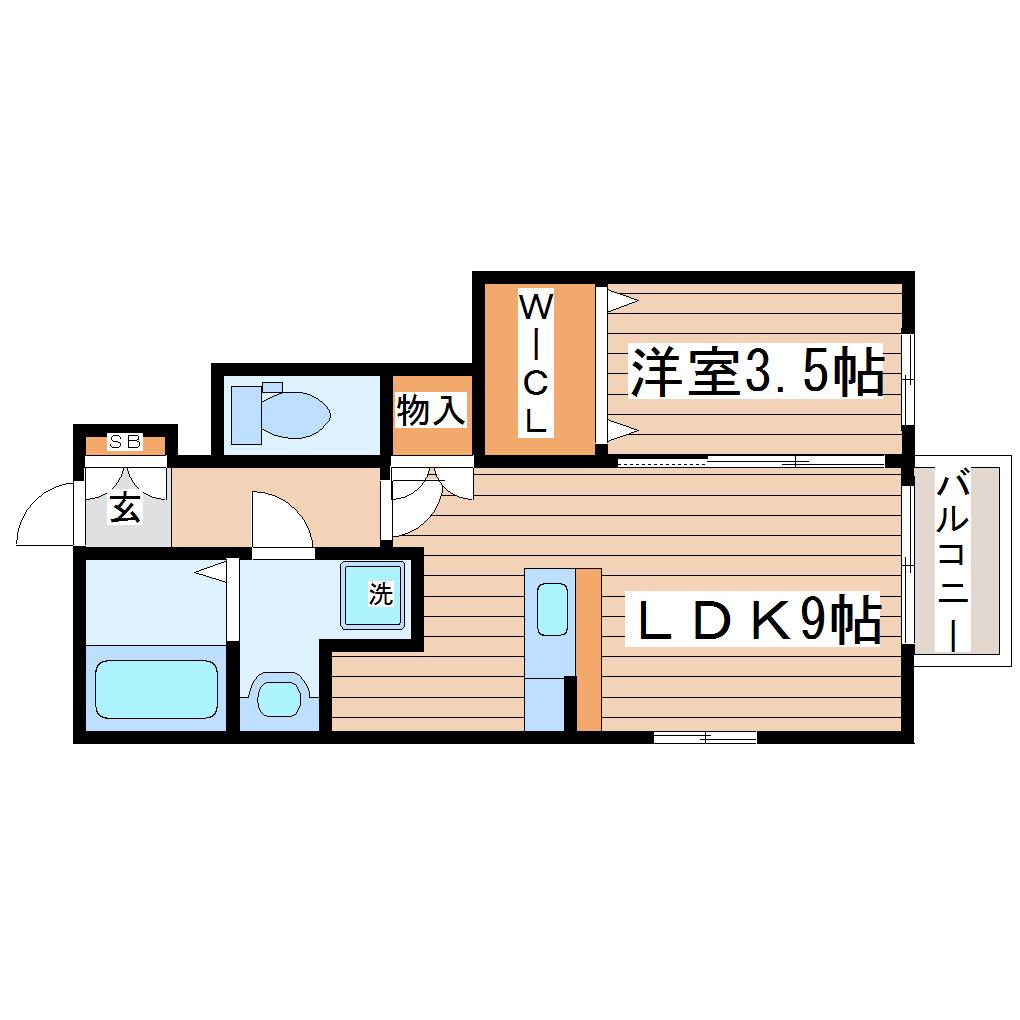 ラルーチェ・S(1LDK/1階)の間取り写真