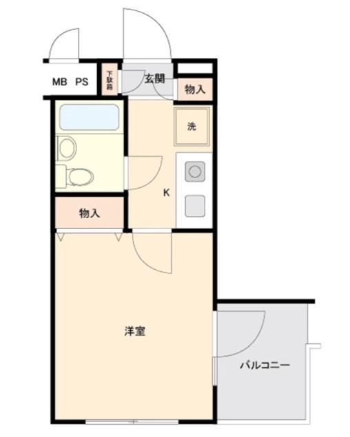 プレール 小田急相模原(1K/4階)の間取り写真