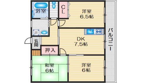 メゾンソレイユ(3LDK/1階)の間取り写真