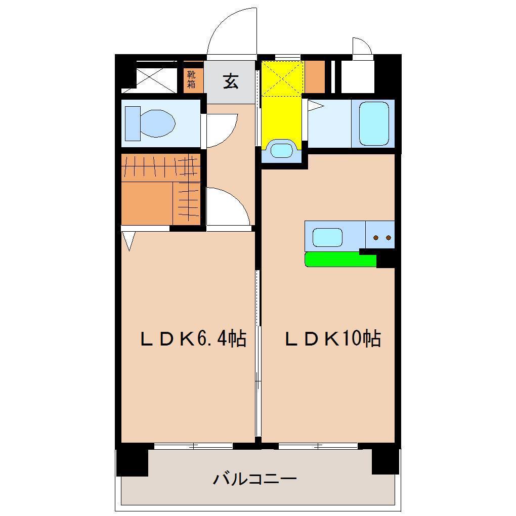 SKY DESIGNII(1LDK/4階)の間取り写真