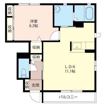 ディアコート美(1LDK/1階)の間取り写真