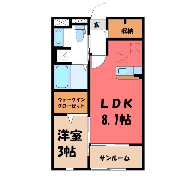 セレーノ(1LDK/1階)の間取り写真