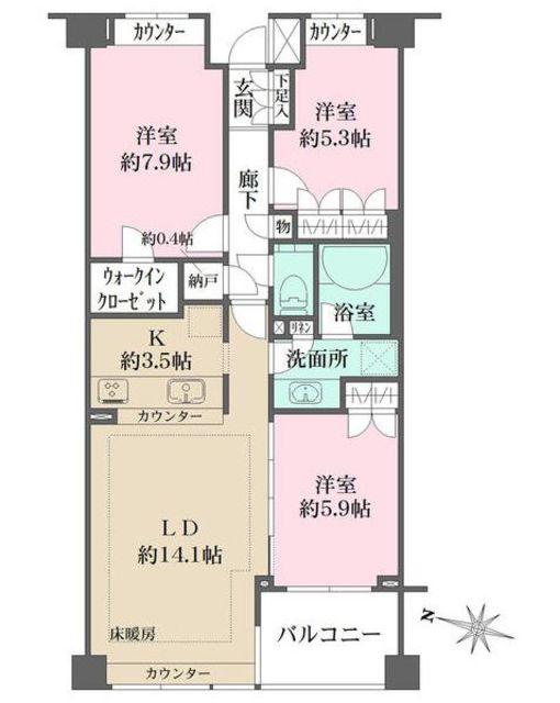 パークハウス千石丸山町(3LDK/4階)の間取り写真