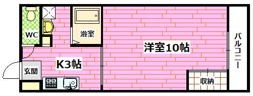 プレリュード海田(1K/3階)の間取り写真