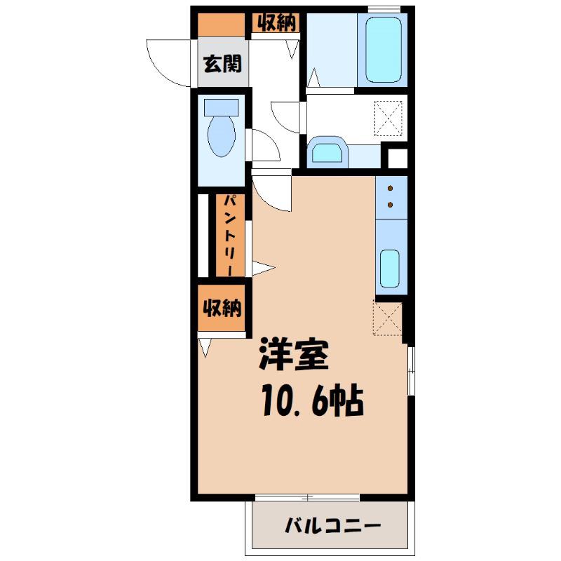 フォンテーヌA(ワンルーム/2階)の間取り写真