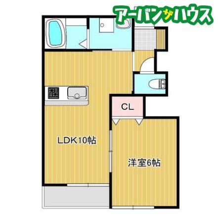 アマン・リョウ 東棟(1LDK/1階)の間取り写真