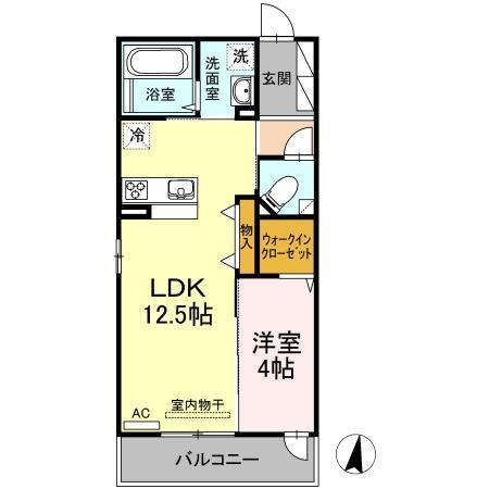 フィロスII(1LDK/3階)の間取り写真