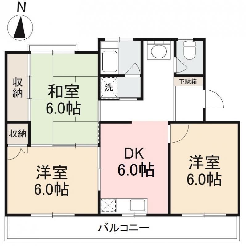 伏石第一ハイツ(3DK/3階)の間取り写真