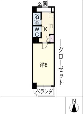 アペックス覚王山(1K/2階)の間取り写真
