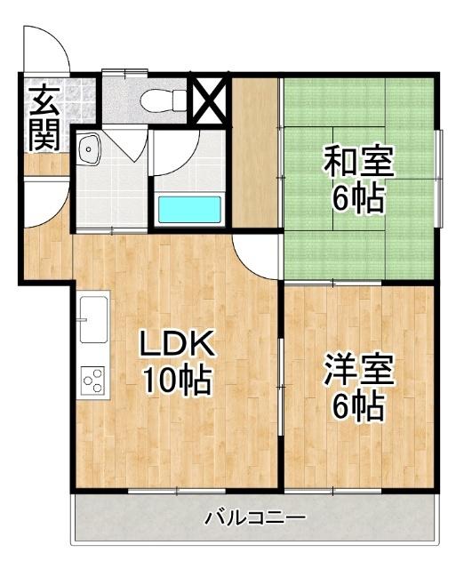 コーポ豊成(2LDK/2階)の間取り写真