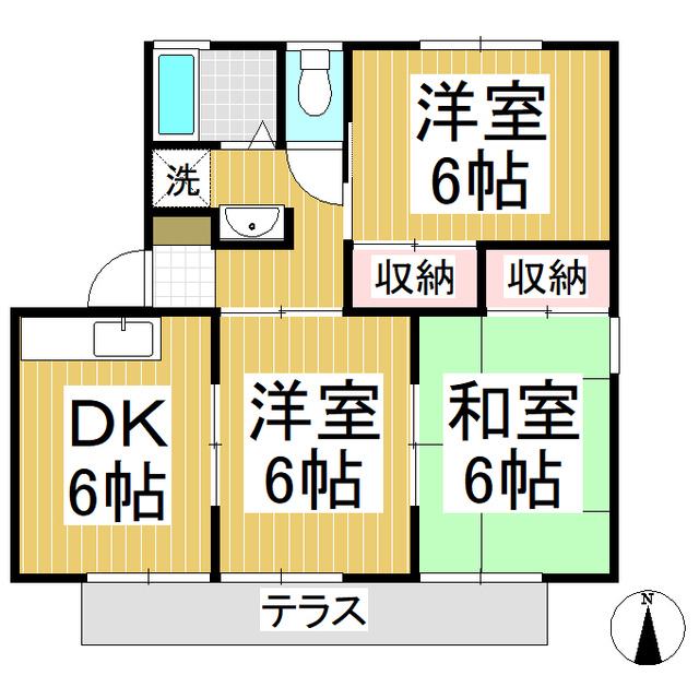 パークタウン北長野 A棟(3DK/1階)の間取り写真