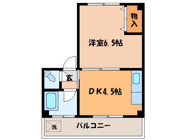 千代ビル(1DK/4階)の間取り写真