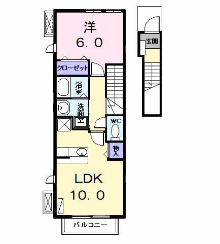金船 ハウス(1LDK/2階)の間取り写真