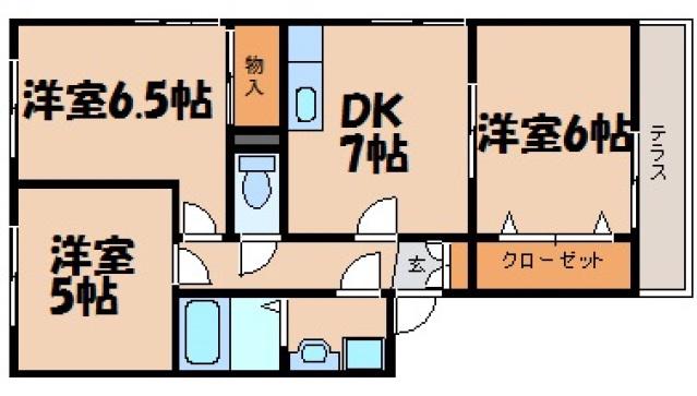 フレグランス畠山弐番館(3DK/1階)の間取り写真