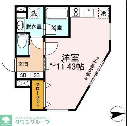 グランテージ新中野(ワンルーム/4階)の間取り写真