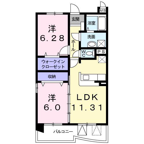 アビタシオングラース(2LDK/2階)の間取り写真