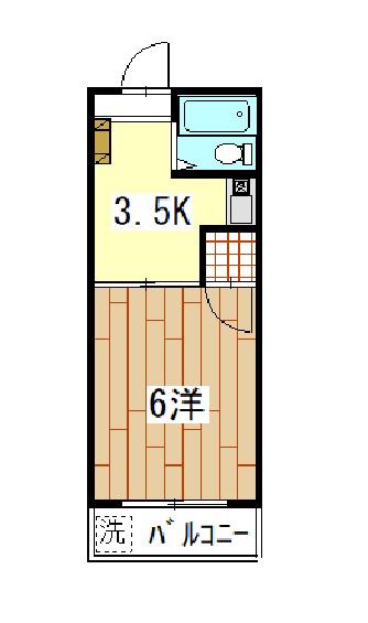 斉藤ビル(1K/2階)の間取り写真