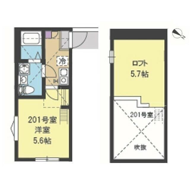 ネスト大倉山(1K/2階)の間取り写真